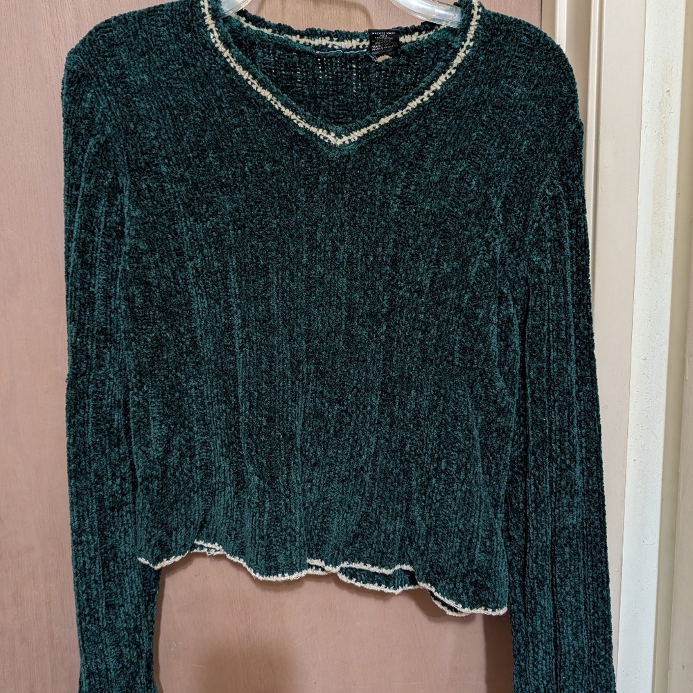 Vintage Crushed Velour Stretchy Grunge Pullover Size M